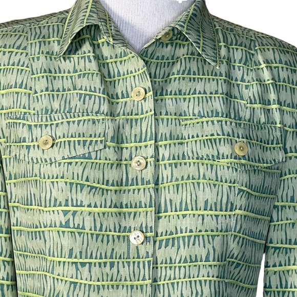 Kay Unger Batik Like Silk Cropped Lined Lightweight Jacket Size 4 - Picture 3 of 12